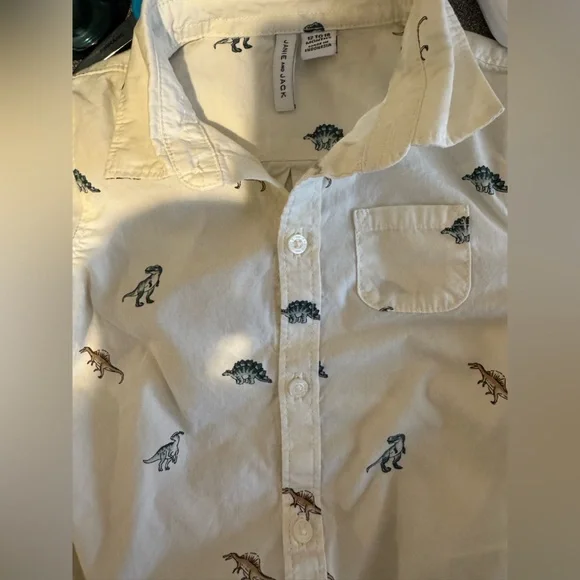Like New Janie and Jack 2 Piece Boys Dinosaur Button Down w Green Corduroy Pants - Picture 8 of 14